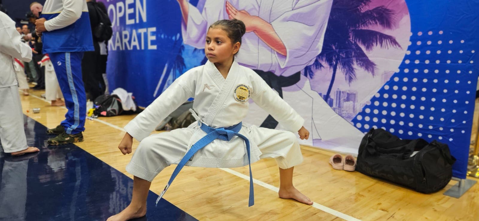 Student performing kata at tournament
